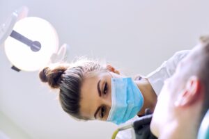 a woman wearing a mask